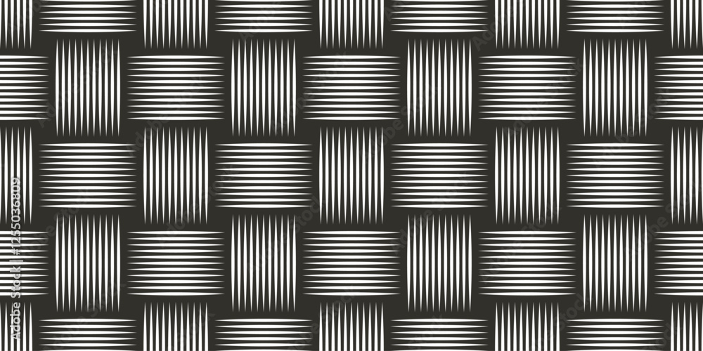 Poster traditional lacing wicker seamless pattern, vector weaving geometric repeat abstract background, int
