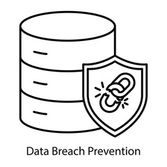 Data Breach Prevention Icon – Broken Chain with Shield Representing Defense Against Unauthorized Access