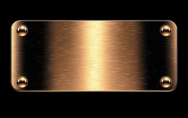 Brushed copper plate on black background. Possible use graphic element