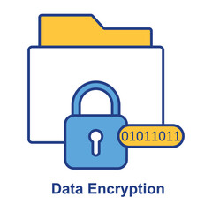Data Encryption Icon – Lock with Binary Code to Symbolize Secure Data Transmission and Protection.