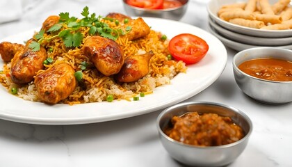 indian chicken biryani, Spicy chicken biryani food photography