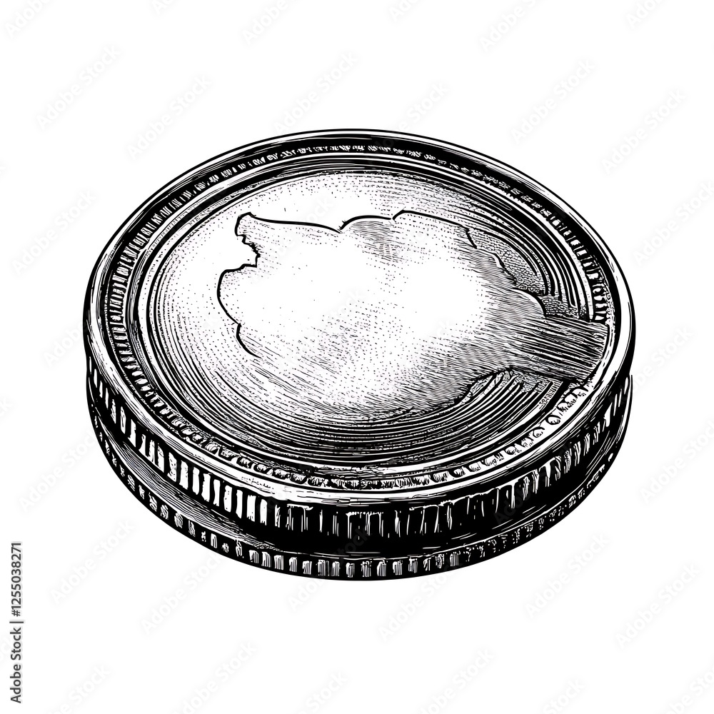 Poster vector illustration of a coin with abstract design. possible use educational or financial resource