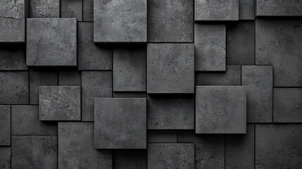 Abstract dark grey cube wall texture.