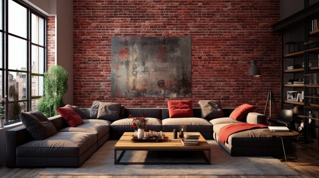 accent red wall comtemporary living rooms