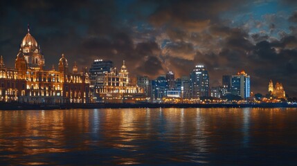 Obraz premium Mumbai skyline at night Maharashtra India