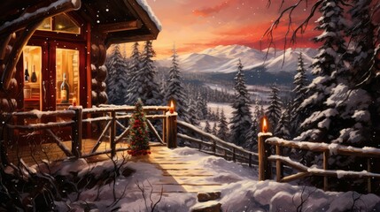 Fototapeta premium cabin wine snow