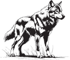 wolf black and white cartoon