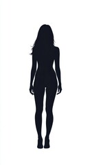Fototapeta premium A woman is depicted in a black silhouette, standing upright with a relaxed posture