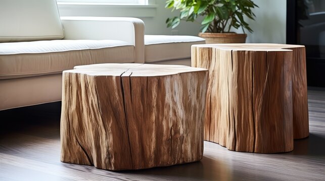 contemporary tree stump table