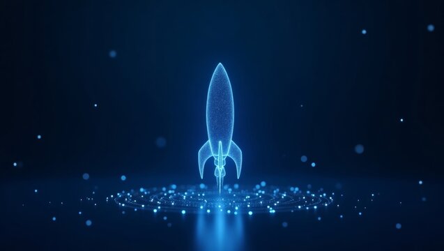 Futuristic digital rocket illustration