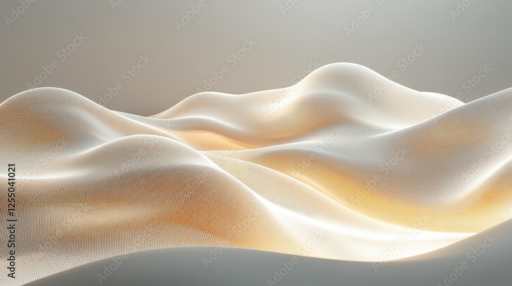 Poster techno-minimalist design with soft glowing lines on a muted background