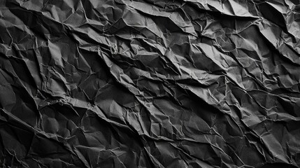 Fototapeta premium A strikingly detailed view of crumpled black paper revealing intricate textures and patterns. This artistic backdrop invites various creative applications, from design to modern art
