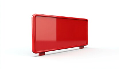 Fototapeta premium Red rectangular blank signboard on white background.