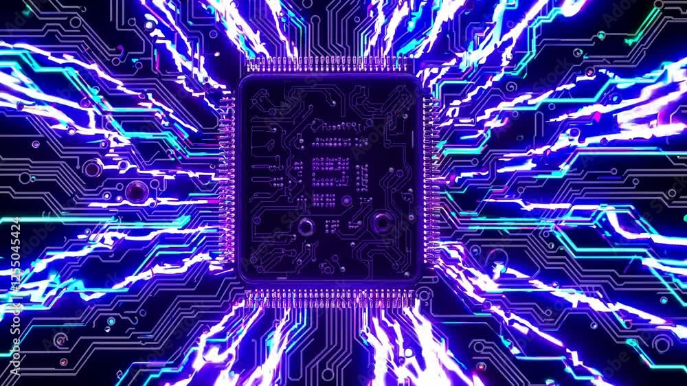 Aufkleber Glowing neural connections transmitting signals, creating a futuristic and microscopic sci-fi atmosphere