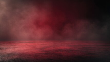 Red smoky dark background with floor.