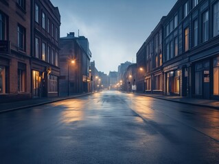 Empty street early in the morning 