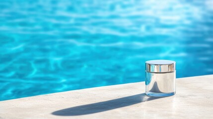 Naklejka premium Skincare product pool with refreshing water reflection