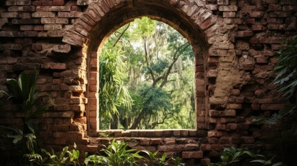 crumbling wall with window