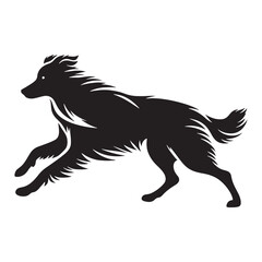 Unique Australian Shepherd silhouette featuring smooth flowing lines - Australian Shepherd illustration - minimal Australian Shepherd vector - dog silhouette
