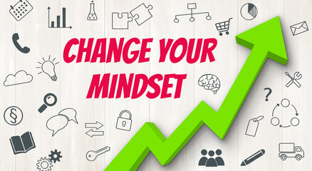 Ascending arrow with icons - Change your mindset