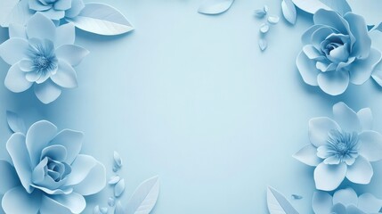 Pastel Light Blue Frame Mockup with Plant