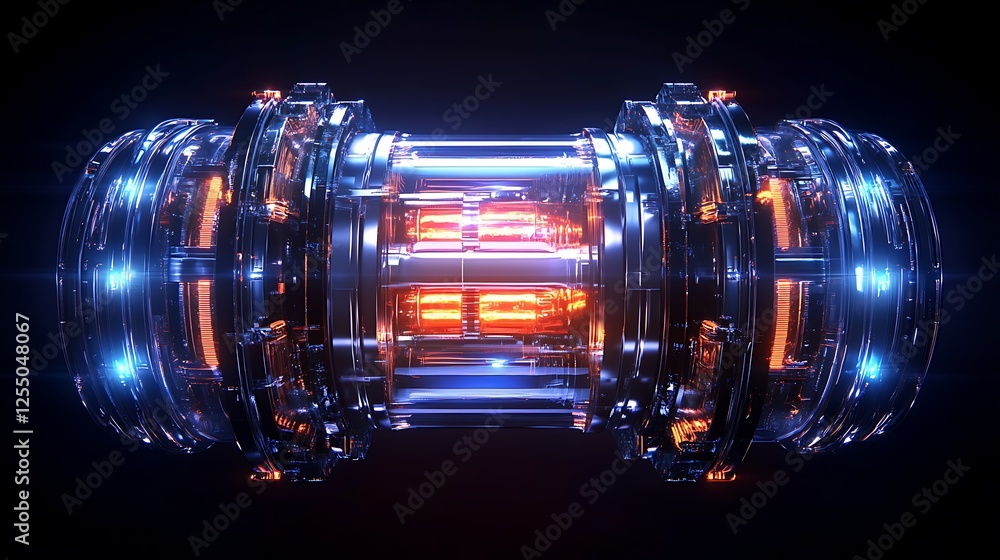 Poster reactor core futuristic energy fusion machine power source design innovation future technology conce