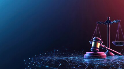 Digital Justice Concept With Gavel And Scales