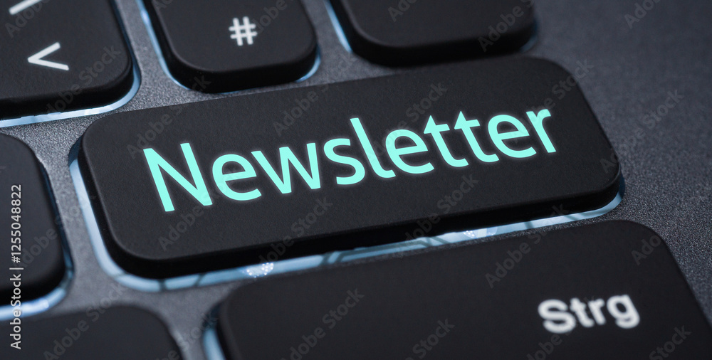 Wall mural illuminated keyboard with a labeled key - newsletter