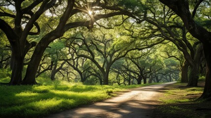 path oak tree forest