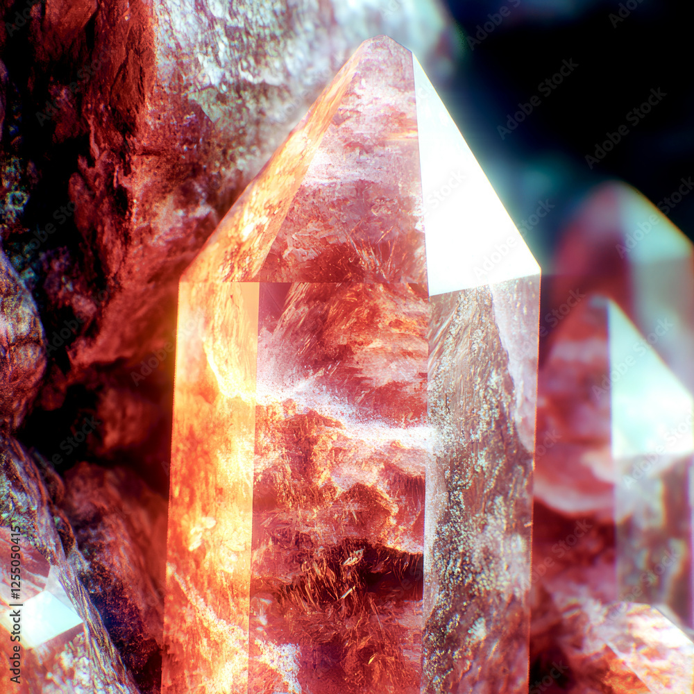 Poster transparent and lustrous crystals harmoniously combine warm amber tones with copper highlights. the 