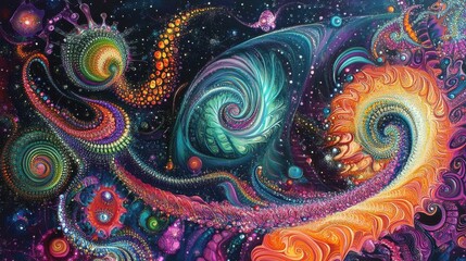 Cosmic dance of vibrant swirling patterns, swirl, dance, cosmic