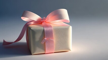 Pink ribboned gift on white background, studio shot, celebration
