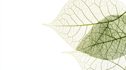 Obraz premium Fresh green leaf with detailed veins, isolated on a pure white background, perfect for eco-friendly designs.