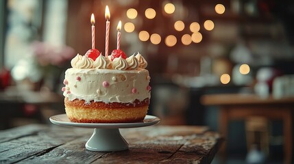 Dreamlike Birthday in a Hot Air Balloon with Festive Cake Floating Above the Clouds