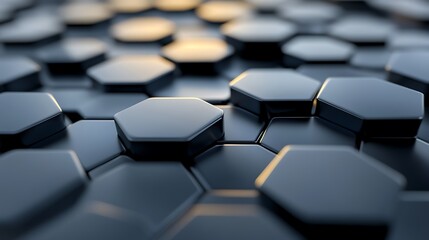 Obraz premium Abstract hexagonal pattern, 3D design, modern background, potential use for tech presentation