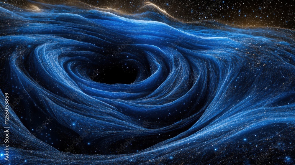 Poster a mesmerizing display of swirling blue particles creates a cosmic vortex in deep space