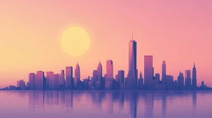 Fototapeta premium minimalist world landmarks skyline in gradient colors