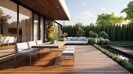 Fototapeta premium minimalist house with deck