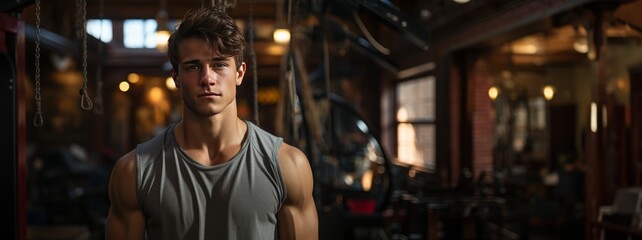 Fototapeta premium young man keeping his physique in good shape with exercises