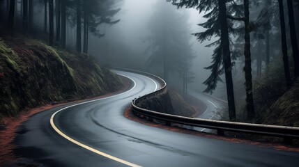 Fototapeta premium fog long winding road