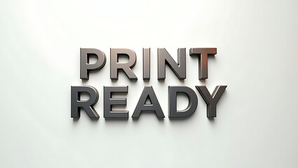 3D text saying Print Ready on a plain background showcasing design readiness