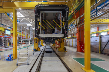 Workshop of the plant for the production of rolling stock for the metro.
