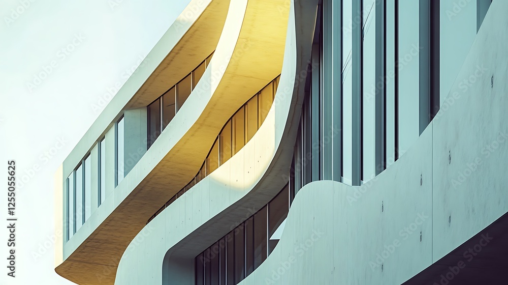Aufkleber Modern architectural building facade with curved lines. Possible use for showcasing modern design