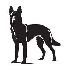 Eye-catching Belgian Malinois silhouette with bold and crisp lines - Belgian Malinois illustration - minimal Belgian Malinois vector - dog silhouette
