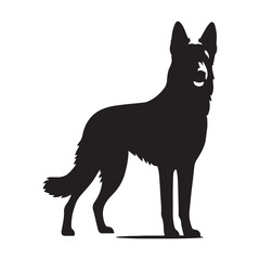 Simplistic Belgian Malinois silhouette with sharp and clean edges - Belgian Malinois illustration - minimal Belgian Malinois vector - dog silhouette
