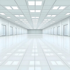 Clean Modern Office Interior 3D Render