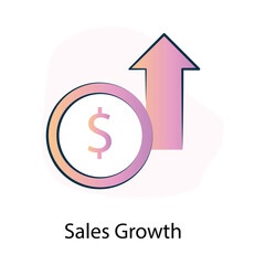 Vector icon for sales growth in business management. Represents increased revenue, customer engagement, and performance improvement.