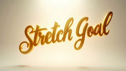 Shiny golden text proclaiming stretch goal in a minimalist setting