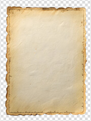 Fototapeta premium Old paper texture with age mark, blank piece of a torn old paper isolated on transparent background. Old vintage paper texture background blank piece of a torn old paper warp isolated on transparent o