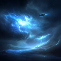 Spaceship Journey Through a Celestial Cloudscape Exploration of Interstellar Realms and Discovery